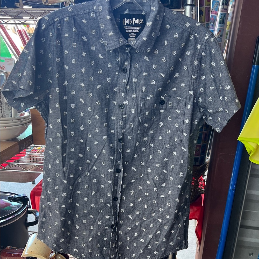 Harry Potter Charcoal Button-Down Shirt for Kids